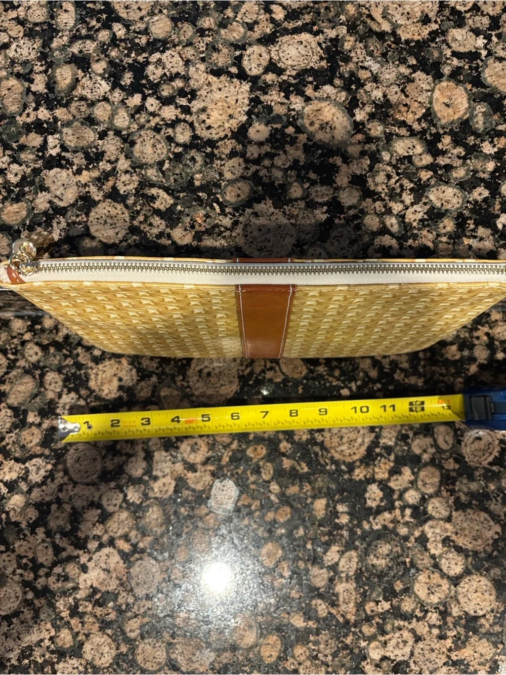 J. McLaughlin Gold Woven Clutch with Brown Accent